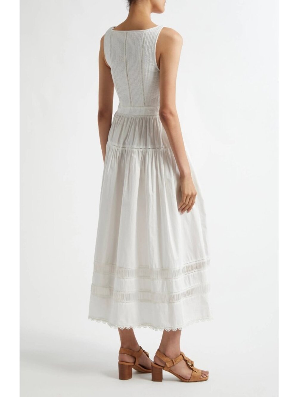 Ulla Johnson Isadora Womens Cotton Fit & Flare Midi Sundress Cowrie Size 0 - Picture 3 of 6